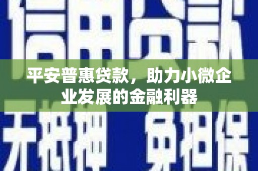 芙蓉平安普惠贷款，助力小微企业发展的金融利器