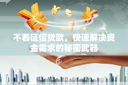 芙蓉不看征信贷款，快速解决资金需求的秘密武器