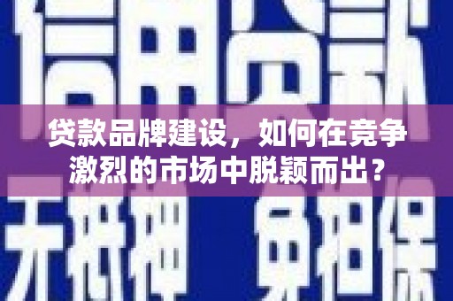 芙蓉贷款品牌建设，如何在竞争激烈的市场中脱颖而出？
